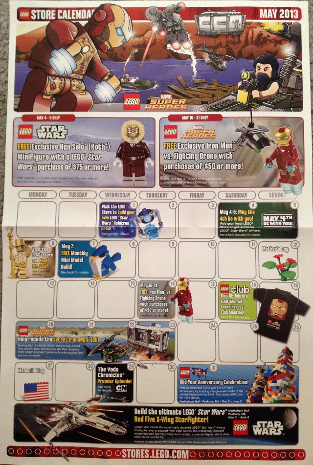 May 2013 LEGO Store Calendar of Promos and Events