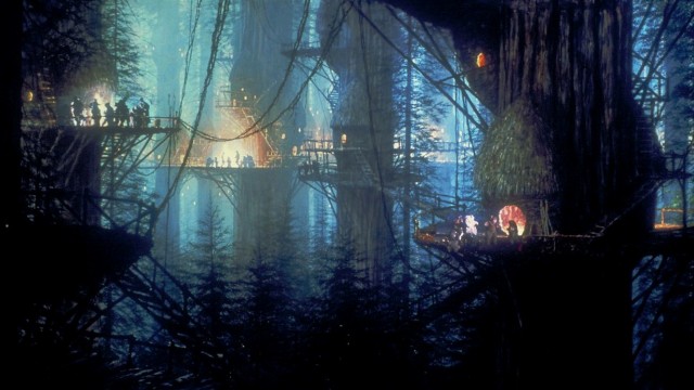 Star Wars Ewok Village at Night