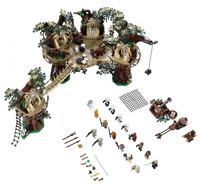 10236 LEGO Star Wars Ewok Village Set Overhead View & Complete Contents