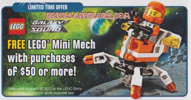 Free LEGO Mini Mech Polybag Promo LEGO Stores August 2013