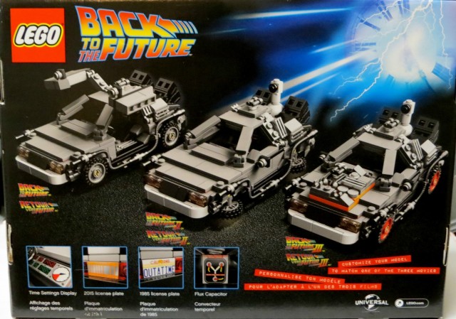 LEGO Back to the Future Time Machine Delorea 21103 Set Box Back
