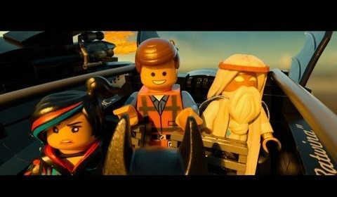 LEGO Movie Screenshot of Emmet with Girl and Wizard