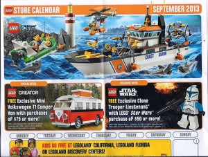 LEGO Store September 2013 Calendar Front Part 1