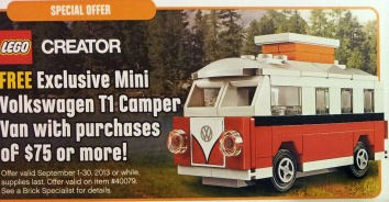 Mini LEGO Volkswagen T1 Camper Van 40079 Polybag Promo