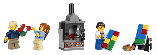 LEGO Parisian Restaurant Minifigures Artist Painter and Happy Couple Minifigure