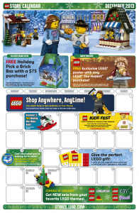 December 2013 LEGO Stores Calendar