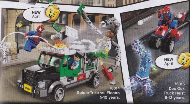 2014 LEGO Marvel Spider-Man Spider Trike vs Electro Doc Ock Truck Heist 76015 76014