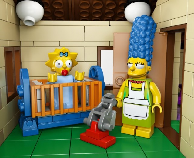 LEGO Simpsons Maggie's Room Image with Marge Simpson Vaccuuming