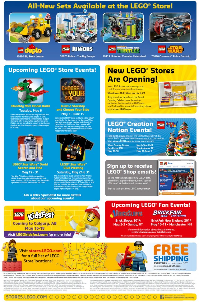 LEGO Stores May 2014 Calendar Scan Back