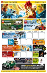 August 2014 LEGO Store Calendar