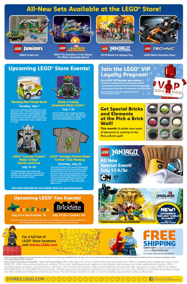 LEGO Stores Calendar July 2014