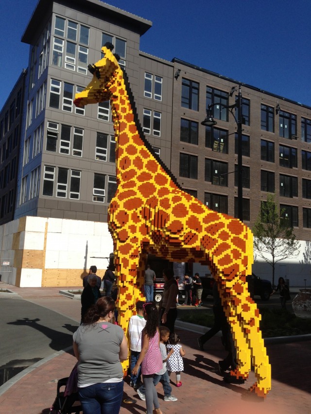 LEGOLand Discovery Center Boston Giraffe Model Outside Building