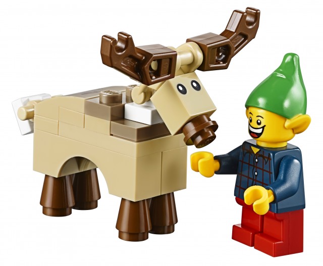 LEGO Christmas Elf Minifigure with LEGO Reindeer Winter Village 2014