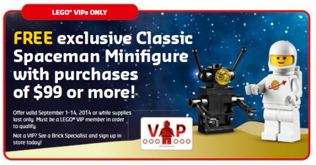 LEGO Classic Spaceman Minifigure Free Promo Offer LEGO Stores September 2014