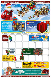 December 2014 LEGO Store Calendar