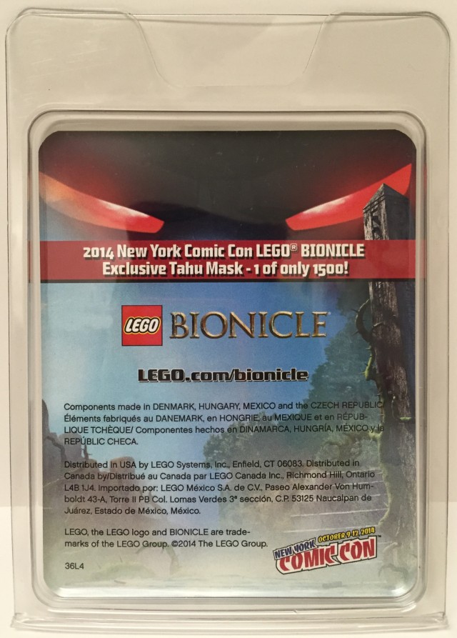 Back of LEGO NYCC 2014 Bionicle Tahu Mask Exclusive