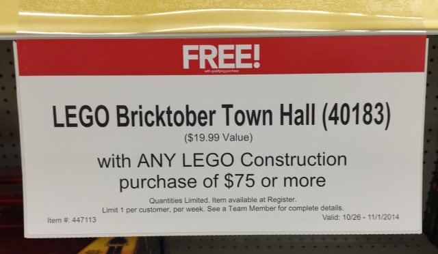 Toys R Us Exclusive LEGO Bricktober Town Hall 40183 Promo