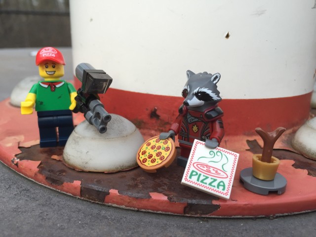 Rocket Raccoon LEGO Minifigure Trades Gun for a Pizza