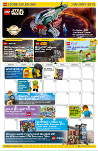 January 2015 LEGO Store Calendar Front