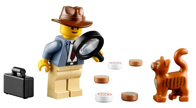 LEGO Ace Brickman Detective Minifigure with Magnifying Glass and Accessories