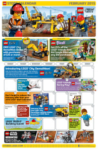 February 2015 LEGO Store Calendar