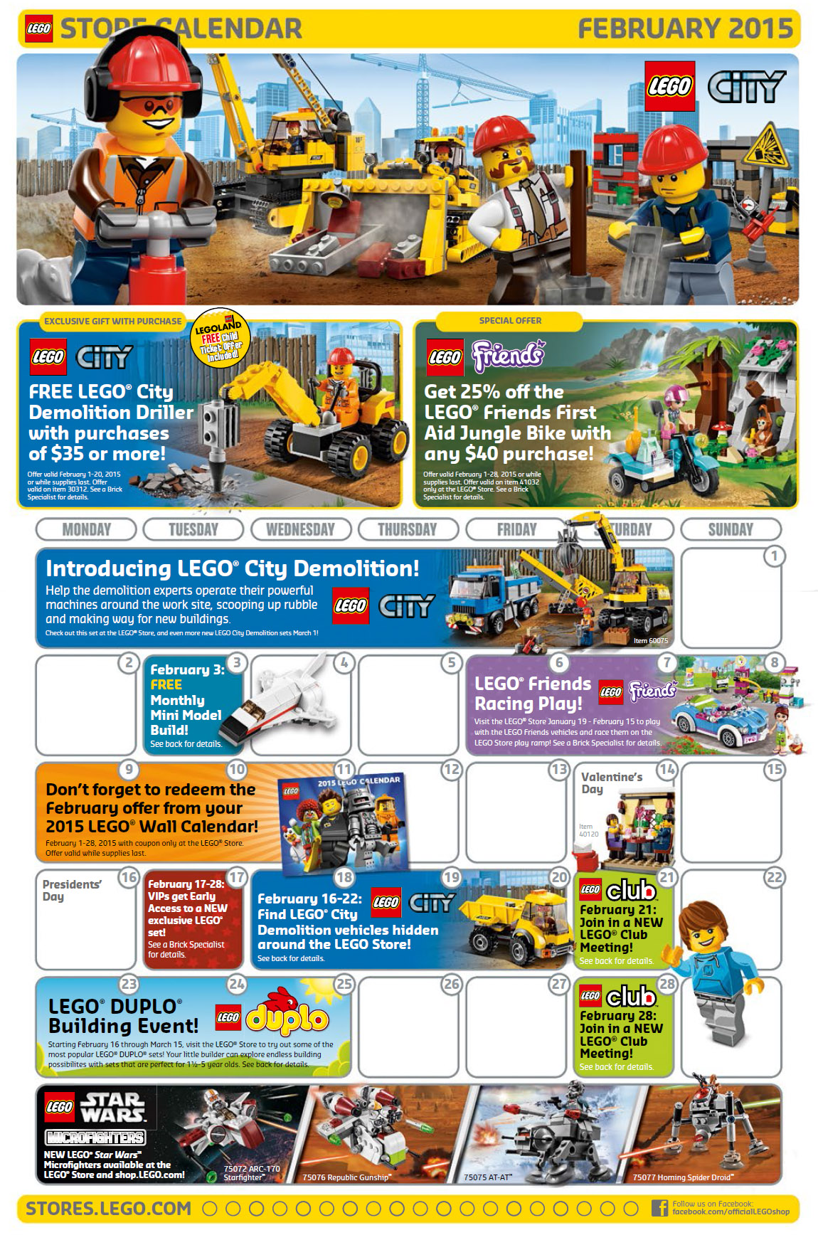 Lego store on sale calendar