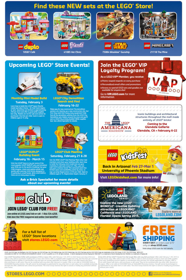 LEGO Store February 2015 Calendar Back