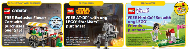 LEGO Store Free Promo Sets January 2015