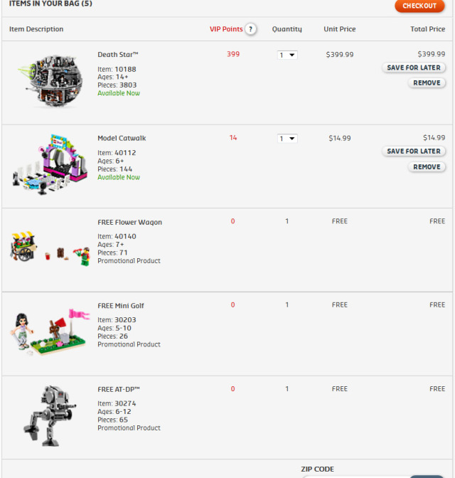 LEGO Store January 2015 Free Promos AT-DP Flower Cart Mini Golf