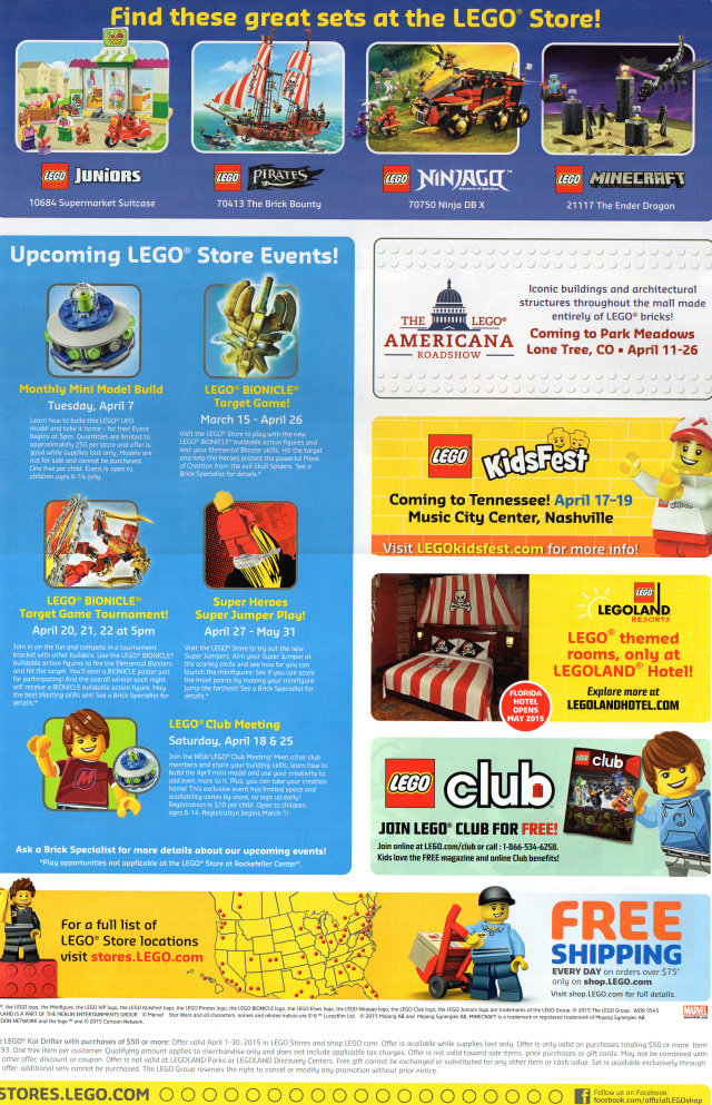 April 2015 LEGO Stores Calendar Back