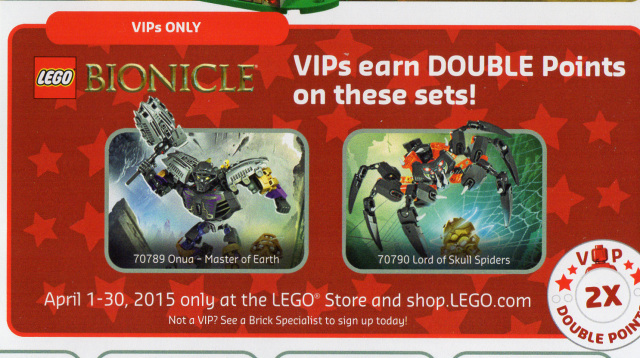 LEGO Bionicle Sets Double VIP Points LEGO Stores April 2015