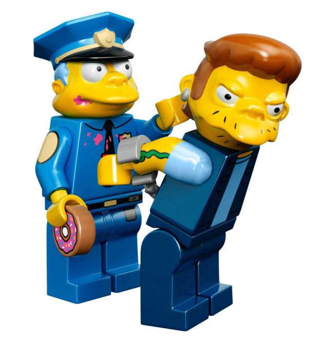 LEGO Simpsons Chief Wiggum Minifigure Arrests LEGO Snake Jailbird Minifigure