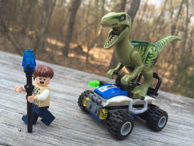 LEGO Jurassic World Raptor Figure Chases Vet on Offroader