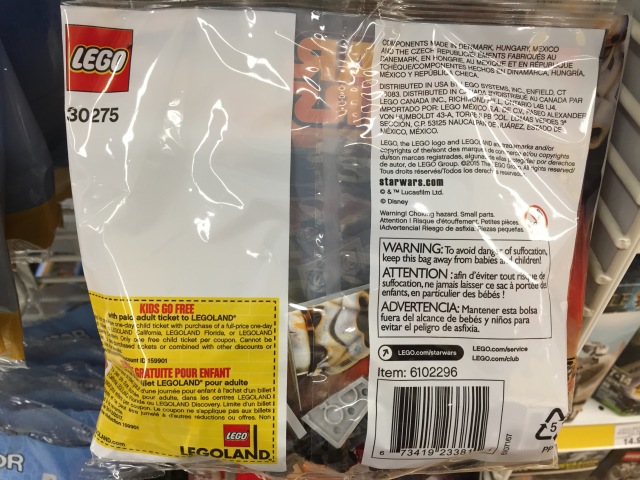 Back of LEGO 30275 TIE Advanced Prototype Set Bag