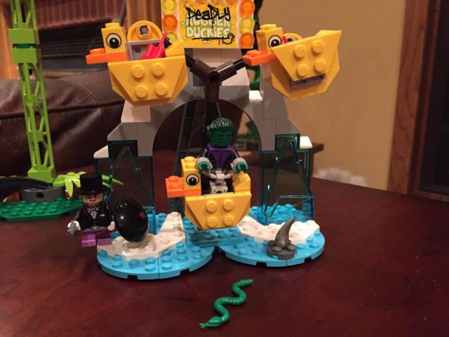 LEGO Beast Boy Minifigure Rides Deadly Duckies with Penguin Minifigure