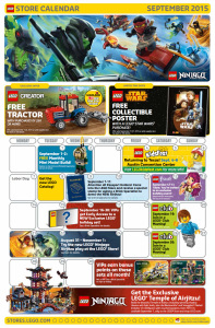 September 2015 LEGO Store Calendar