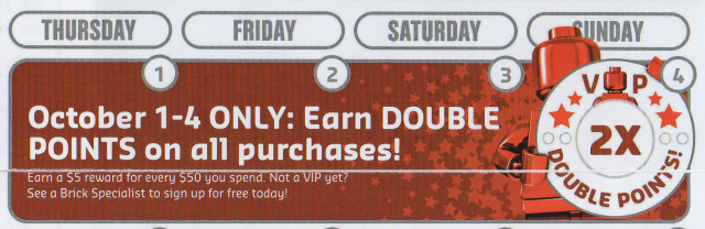 Double LEGO VIP Points Days October 2015