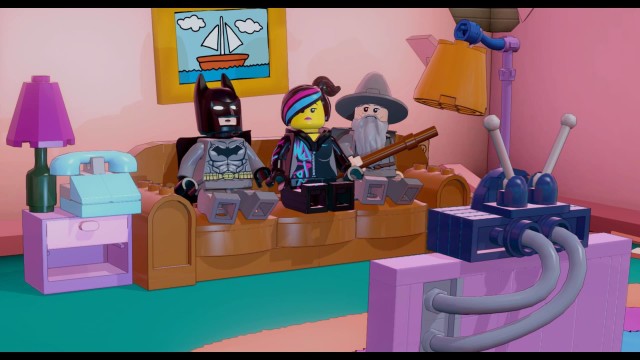 LEGO Batman Gandalf Wyldstyle Minifigures in Simpsons Living Room Screenshot