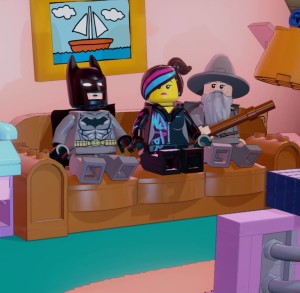 LEGO Batman Gandalf Wyldstyle Minifigures in Simpsons Living Room Screenshot