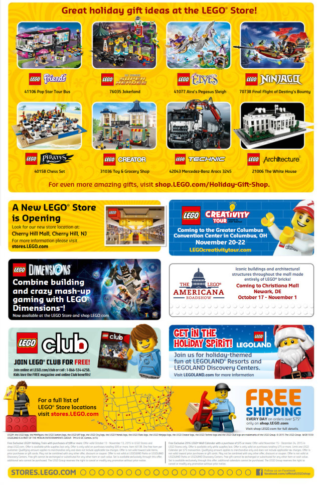 LEGO Store November 2015 Calendar Back