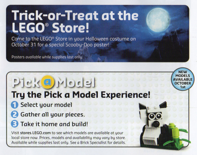 October 2015 Pick A Brick Models LEGO Store Trick-Or-Treat