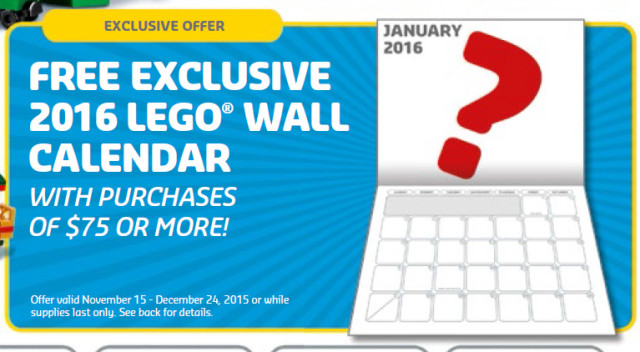 Free Exclusive LEGO 2016 Wall Calendar