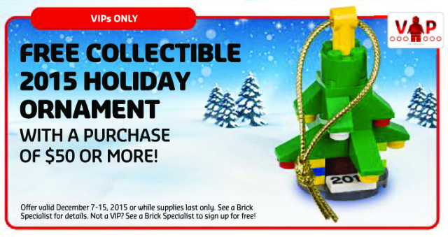 Free LEGO 2015 Holiday Ornament Promo Christmas Tree