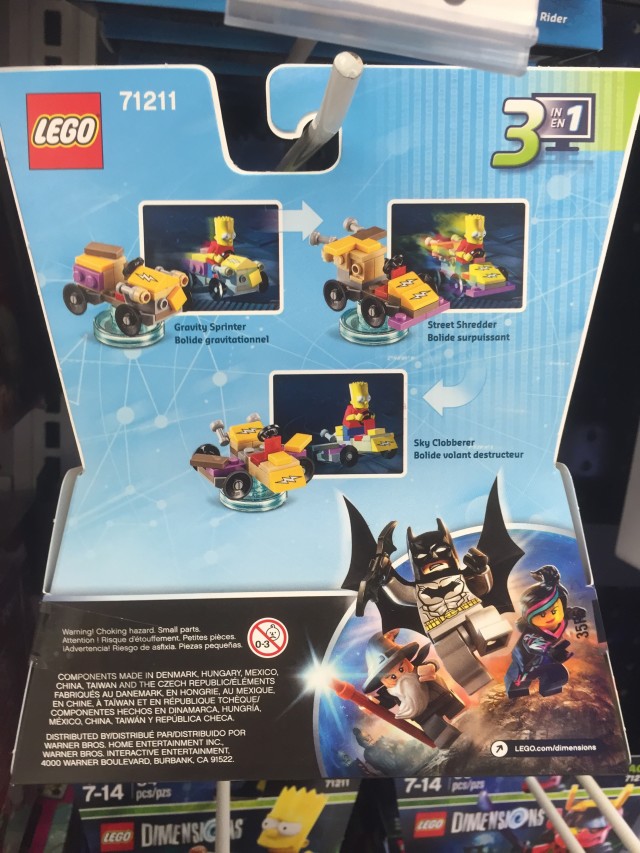 Back of Package Bart Simpson LEGO Dimensions Set