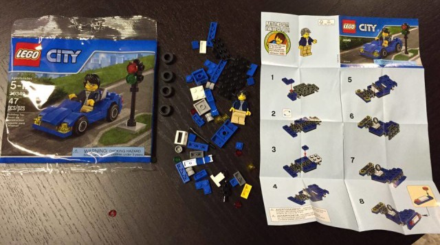 Unassembled Pieces and Instructions for City Sports Car LEGO 2016 Polybags Set